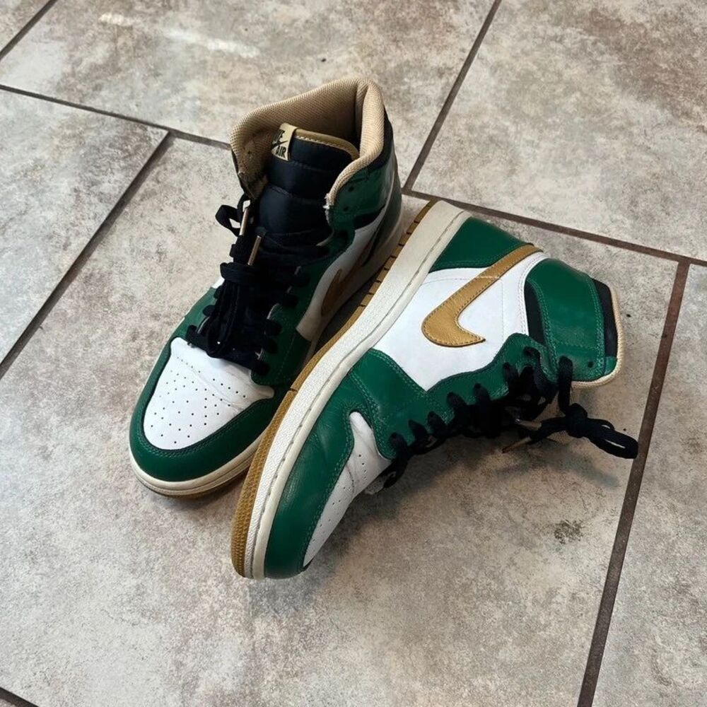 Air Jordan 1 Retro High OG Celtics 2013 Clover Green Gold Shoes Size Men 10.5